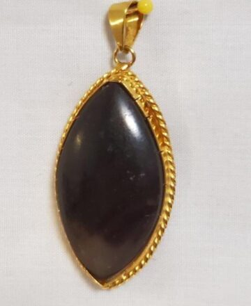 23.4 W 40 MM L POLISHED AMBER IN SILVER FRAME 22 K GOLD PLATED AMBER PRODUCTS $ 220
